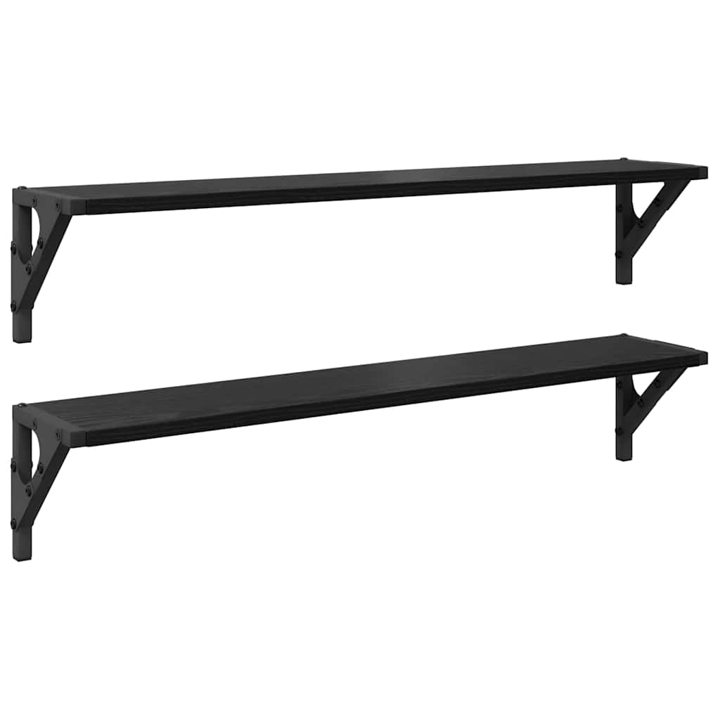 Wall Shelves 2 pcs Black Oak 80 x 15 x 15,5 cm Engineered Wood