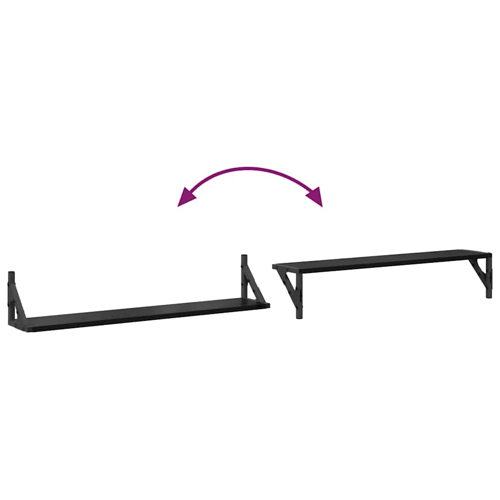 Wall Shelves 2 pcs Black Oak 80 x 15 x 15,5 cm Engineered Wood