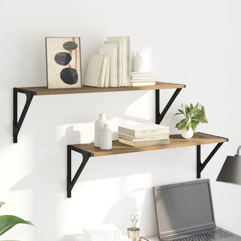 Wall Shelves with Shelf 2 pcs Artisan Oak 80 x 25 x 25,5 cm