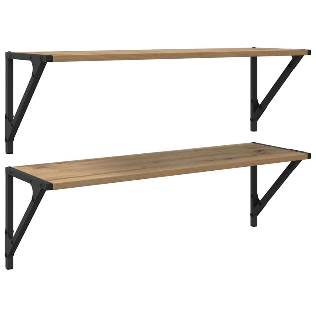 Wall Shelves with Shelf 2 pcs Artisan Oak 80 x 25 x 25,5 cm