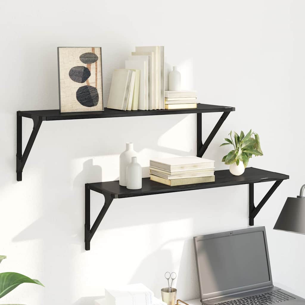 Wall Shelves 2 pcs Black Oak 80 x 25 x 25,5 cm Engineered Wood