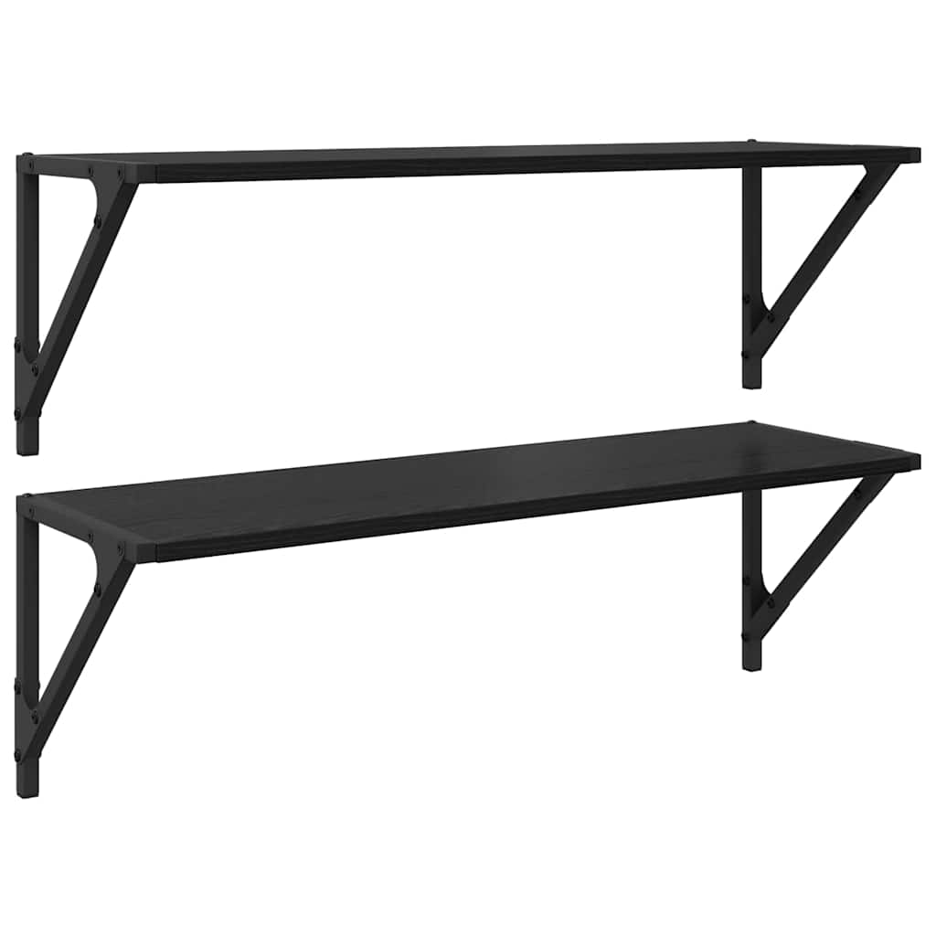 Wall Shelves 2 pcs Black Oak 80 x 25 x 25,5 cm Engineered Wood
