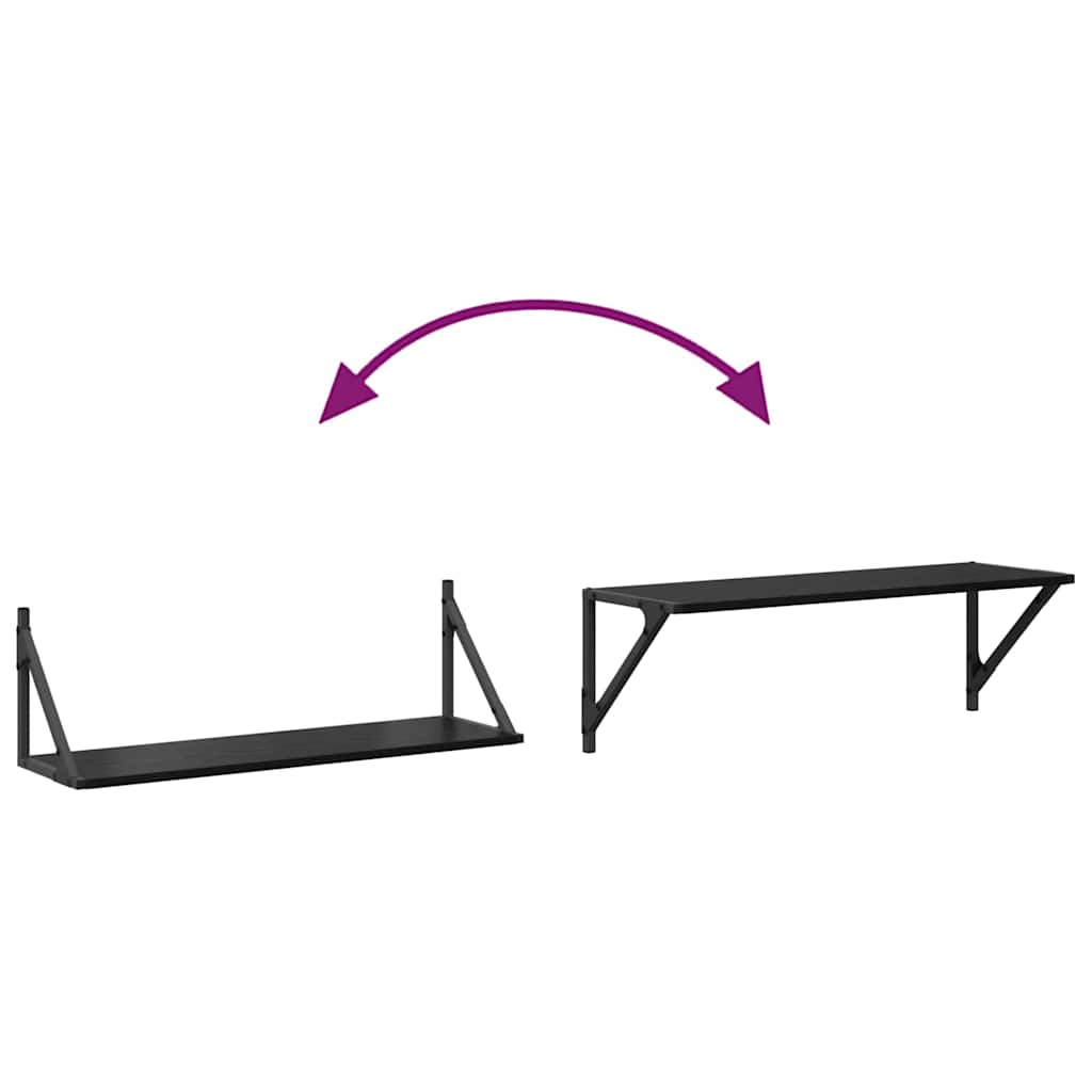 Wall Shelves 2 pcs Black Oak 80 x 25 x 25,5 cm Engineered Wood