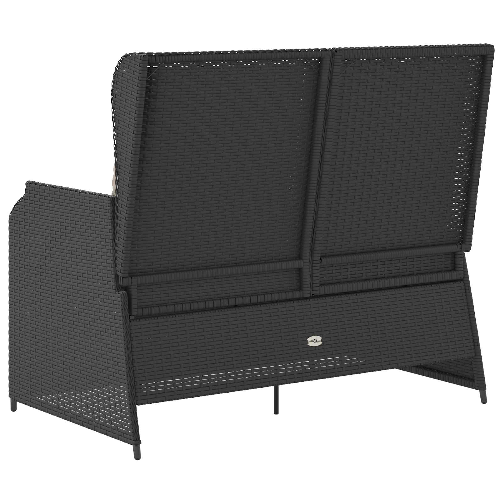 Garden Bench with Cushion Black and Cream White Poly Rattan