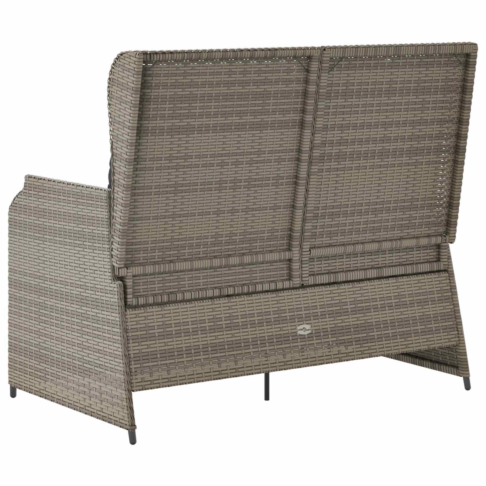 Garden Bench with Cushion Grey Poly Rattan