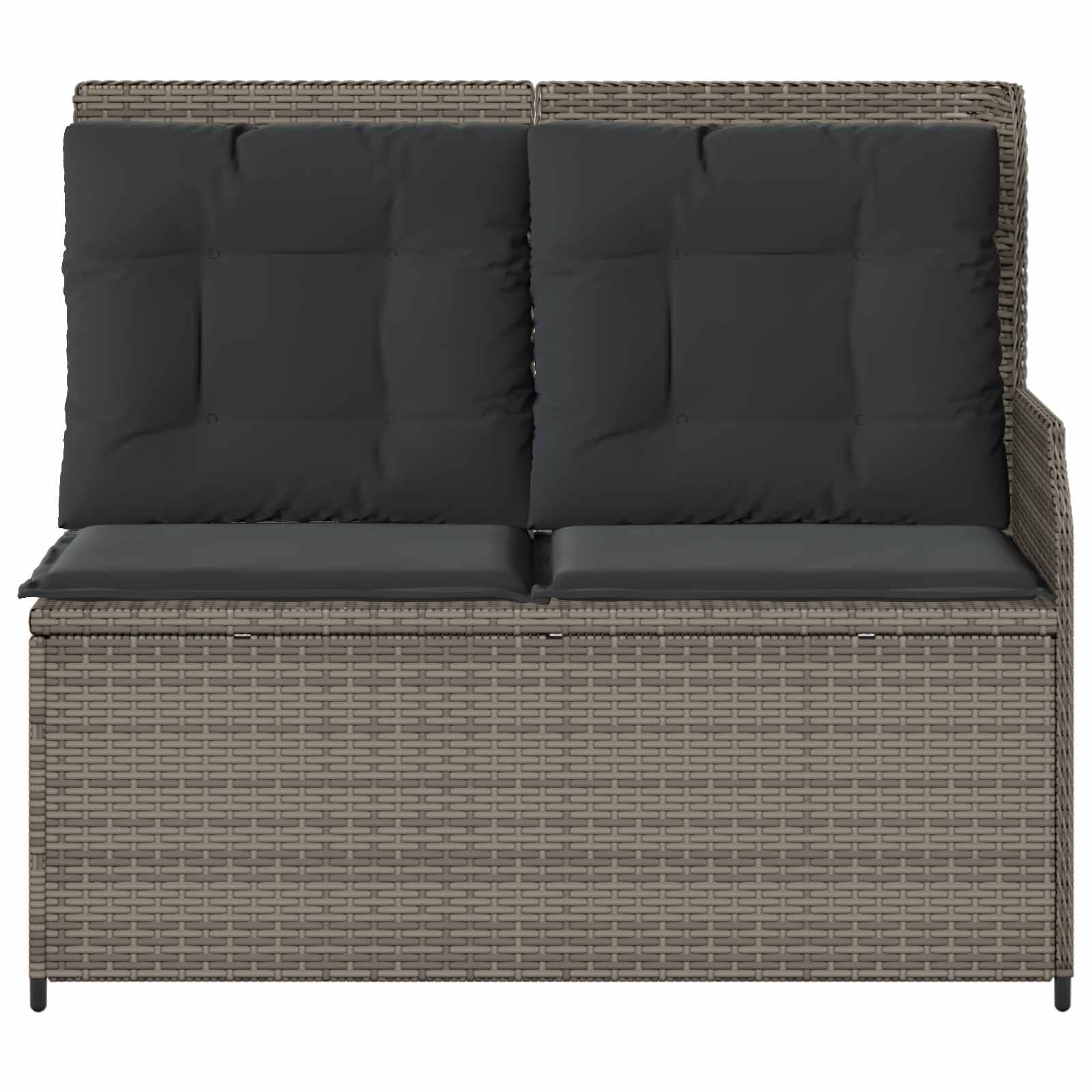 Garden Bench with Cushion Grey Poly Rattan