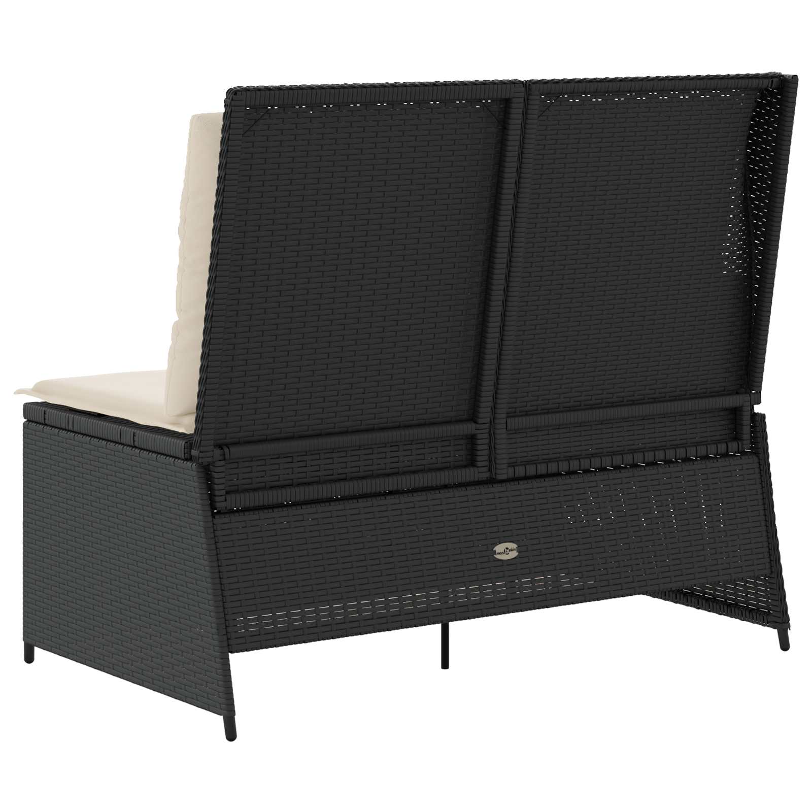Garden Bench Black Poly Rattan