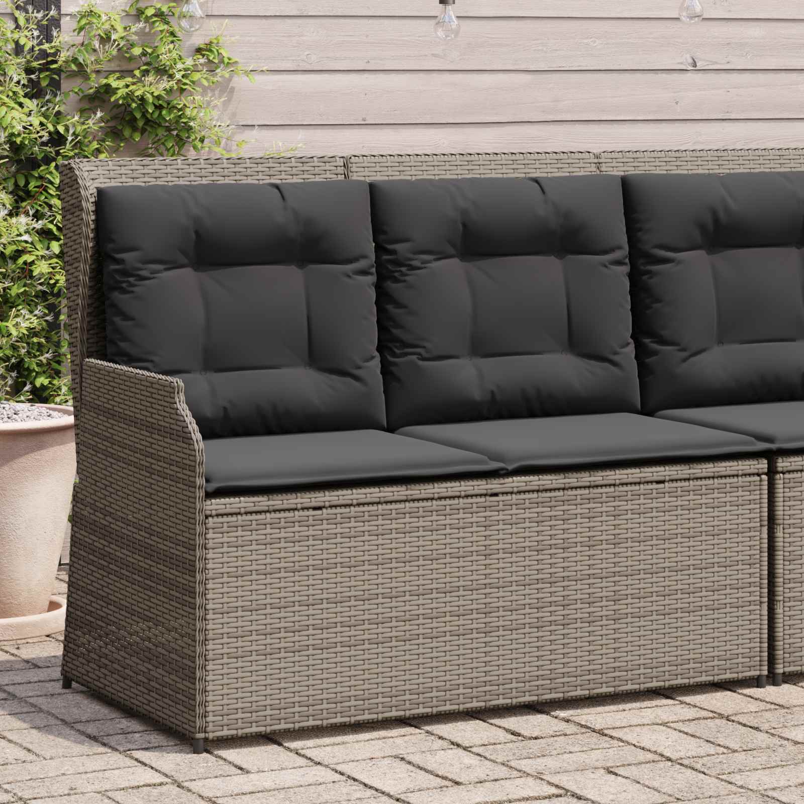Garden Bench Grey Poly Rattan