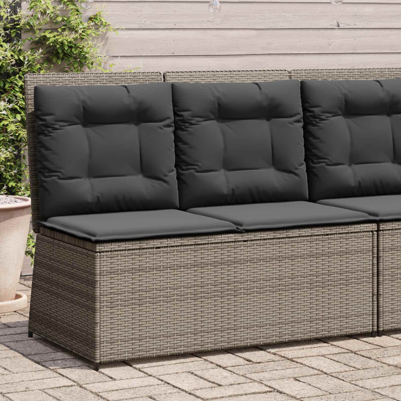 Garden Bench Grey Poly Rattan