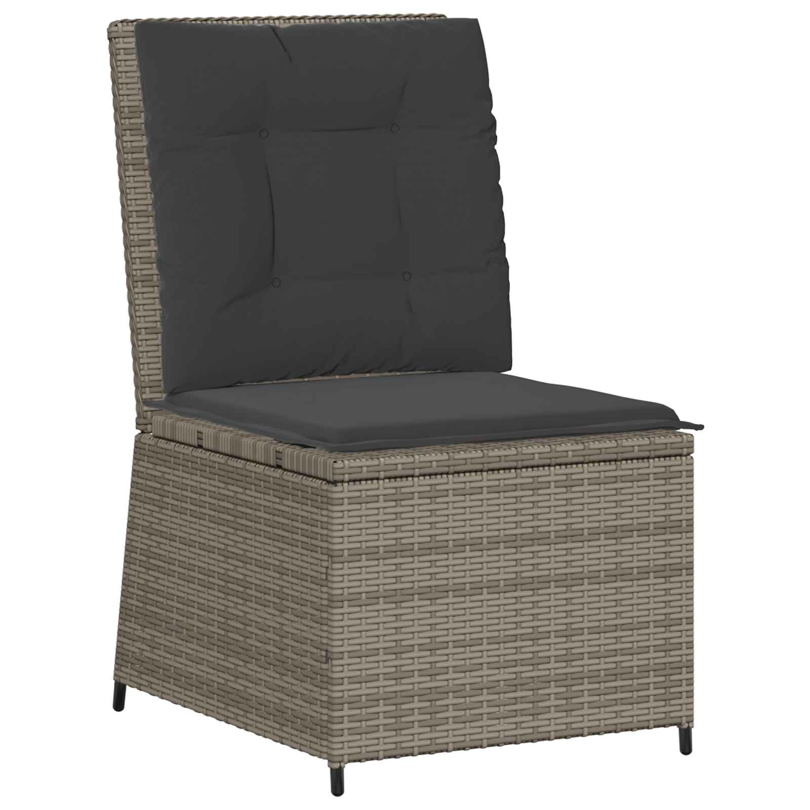 Garden Sofa with Cushion Grey Poly Rattan