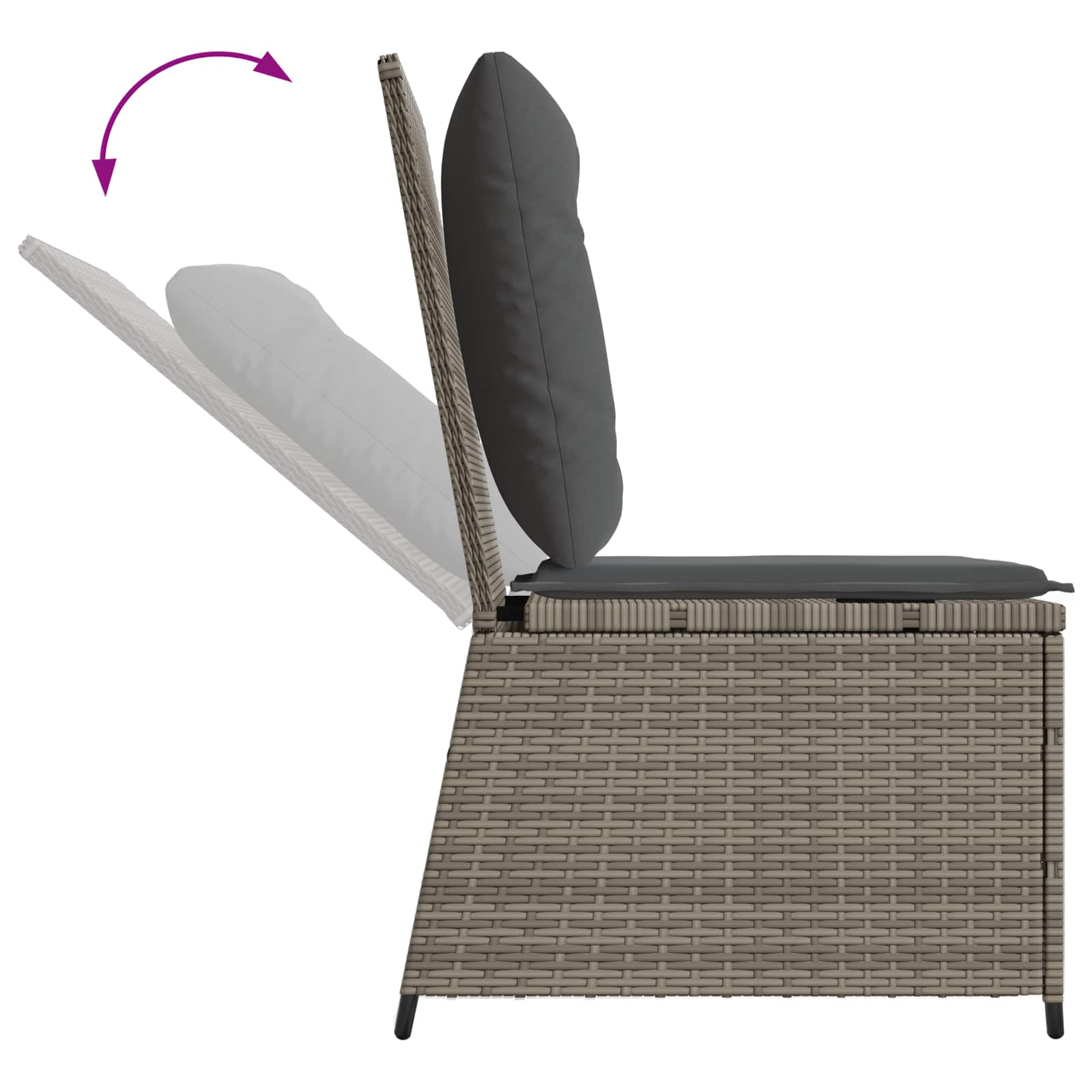 Garden Sofa with Cushion Grey Poly Rattan
