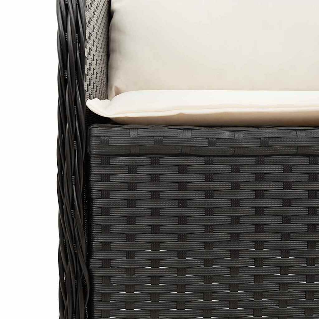 Garden Bench 2 pcs Black Poly Rattan