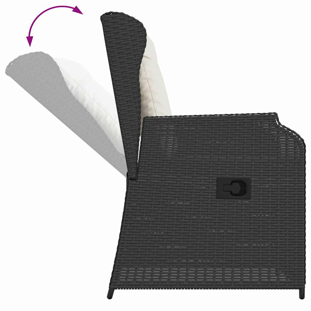 Garden Bench 2 pcs Black Poly Rattan