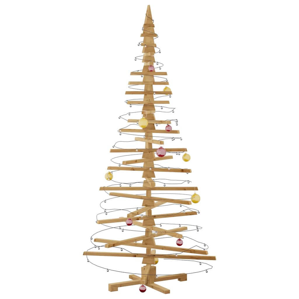 Wooden Christmas Tree with Stand Brown 210 cm Solid pine wood