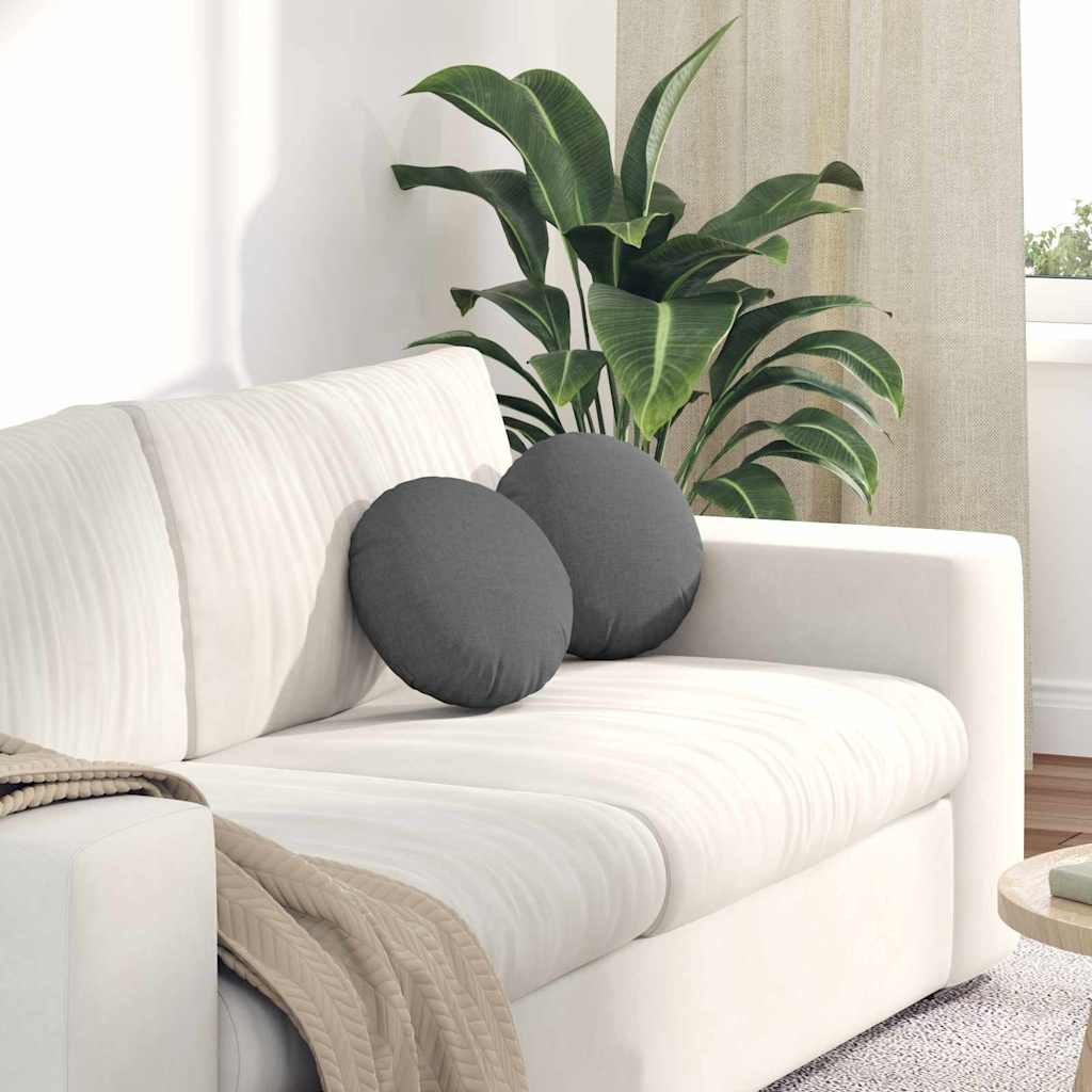 Seat Cushions 2 pcs Dark Grey Ø30 x 13 cm Fabric