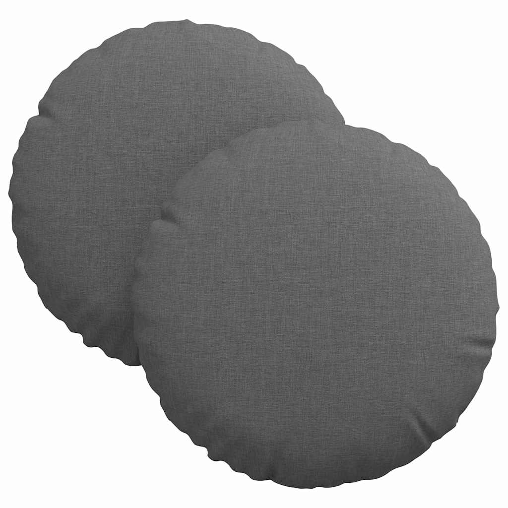 Seat Cushions 2 pcs Dark Grey Ø30 x 13 cm Fabric