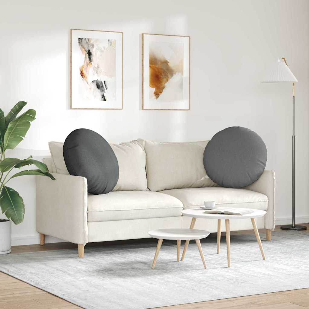 Seat Cushions 2 pcs Dark Grey Ø60 x 21 cm Fabric