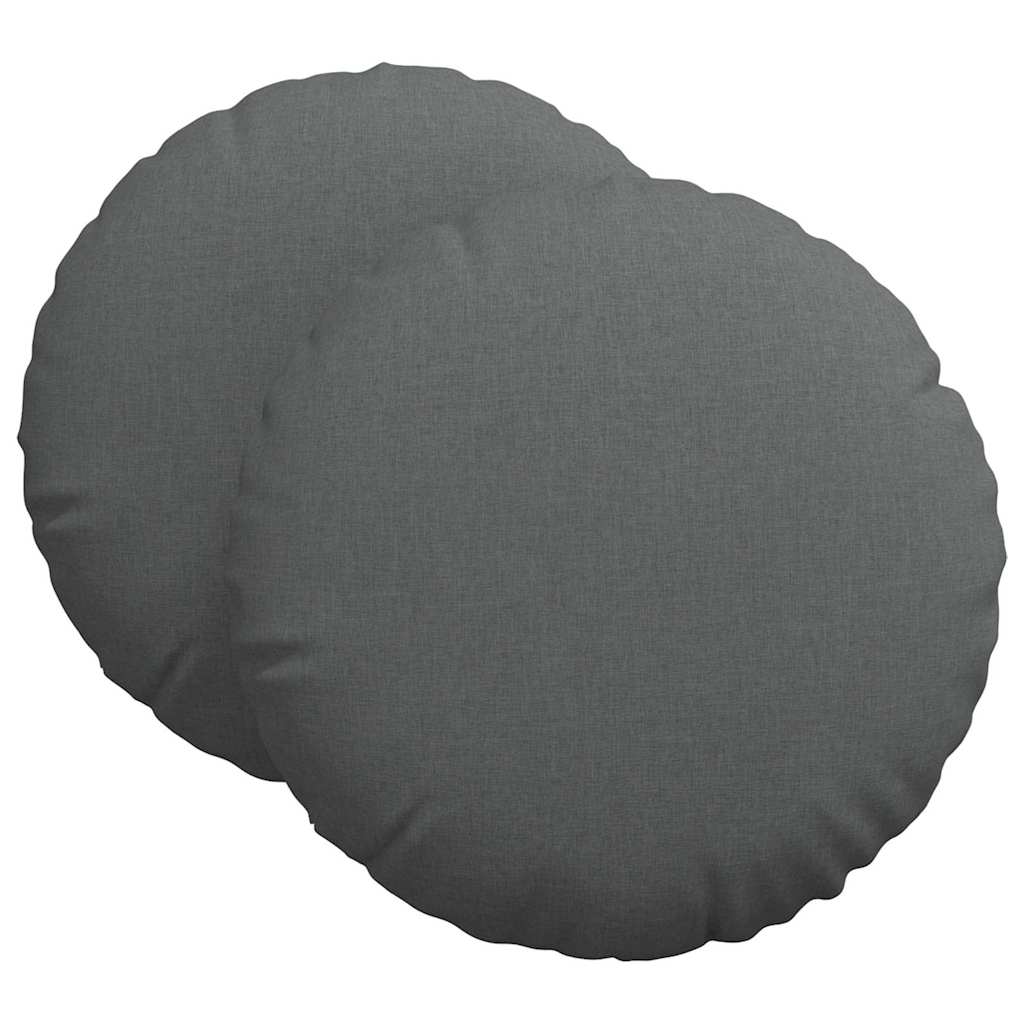 Seat Cushions 2 pcs Dark Grey Ø60 x 21 cm Fabric