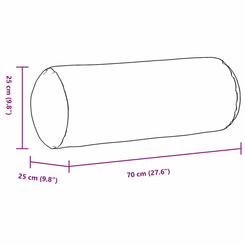 Bolster Pillows 2 pcs Dark Grey Ø 25 x 70 cm Fabric
