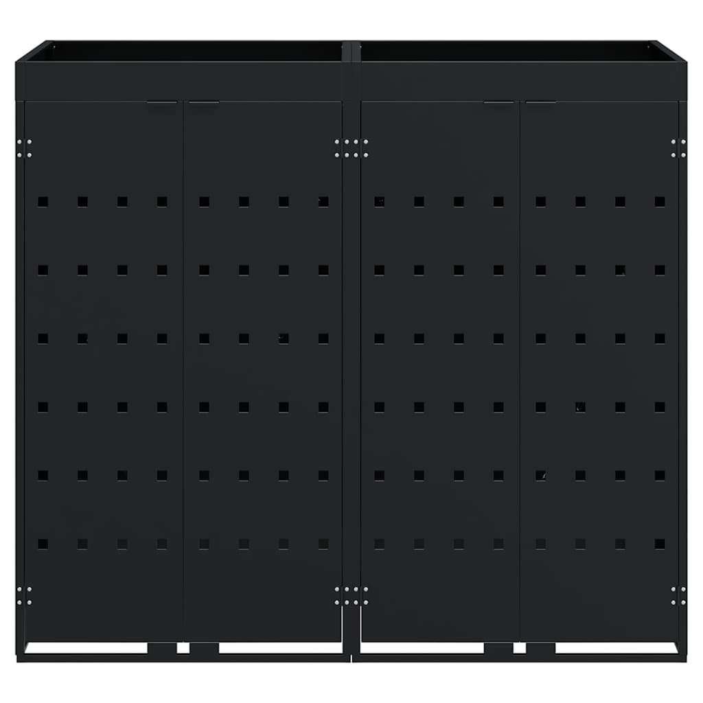 Wheelie Bin Storage for 2 Bins Black 136 x 77,5 x 121,5 cm