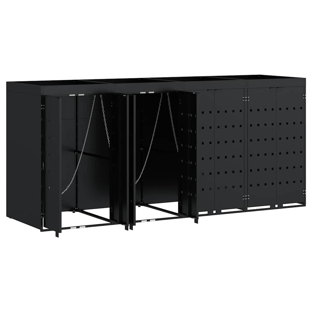 Wheelie Bin Storage for 4 Bins Black 272 x 77,5 x 121,5 cm
