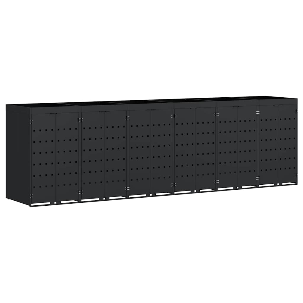 Wheelie Bin Storage for 6 Bins Black 408 x 77,5 x 121,5 cm