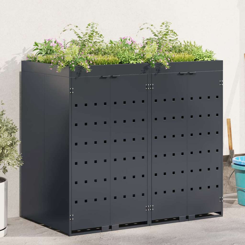 Wheelie Bin Storage for 2 Bins Anthracite 136 x 77,5 x 121,5 cm