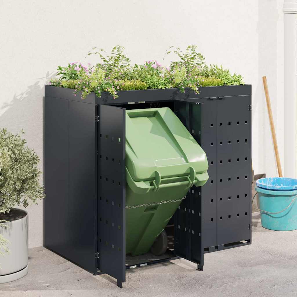 Wheelie Bin Storage for 2 Bins Anthracite 136 x 77,5 x 121,5 cm