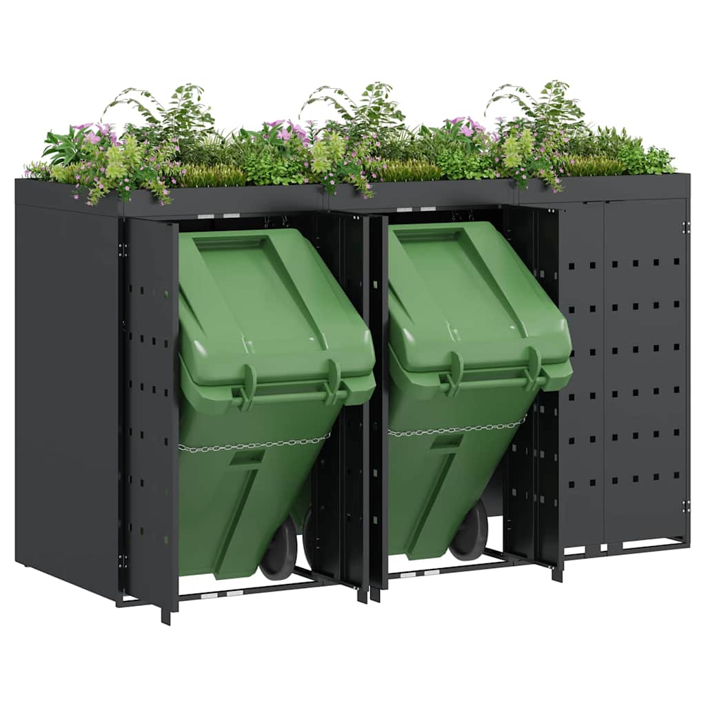 Wheelie Bin Storage for 3 Bins Anthracite 204 x 77,5 x 121,5 cm