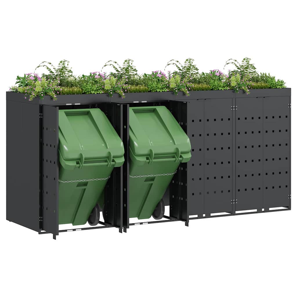 Wheelie Bin Storage for 4 Bins Anthracite 272 x 77,5 x 121,5 cm