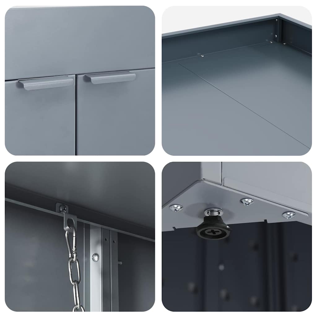 Wheelie Bin Storage for 3 Bins Light Grey 204 x 77,5 x 121,5 cm