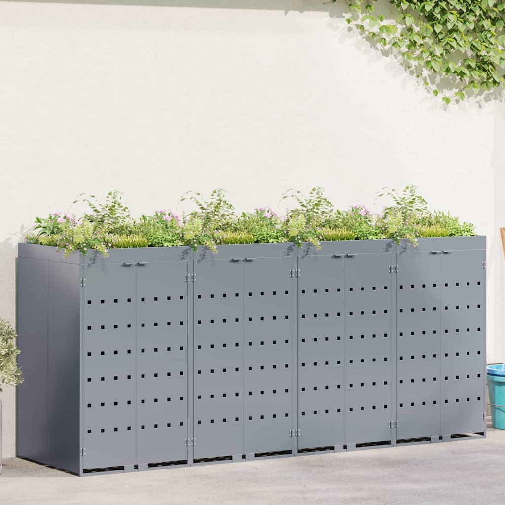 Wheelie Bin Storage for 4 Bins Light Grey 272 x 77,5 x 121,5 cm