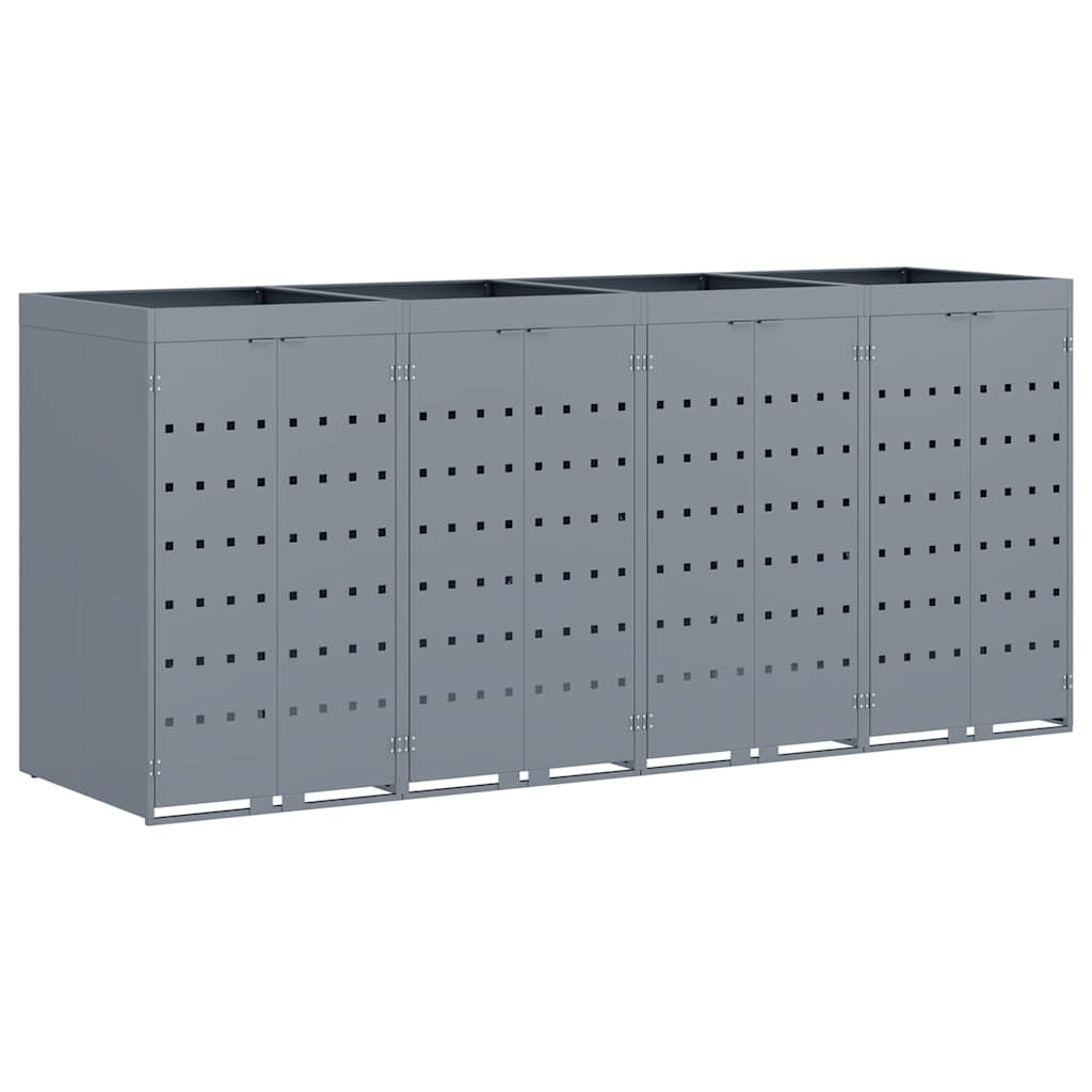 Wheelie Bin Storage for 4 Bins Light Grey 272 x 77,5 x 121,5 cm