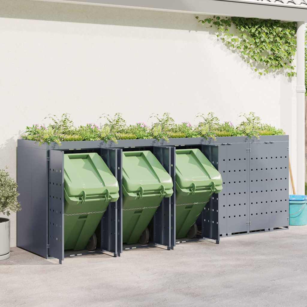 Wheelie Bin Storage for 5 Bins Light Grey 340 x 77,5 x 121,5 cm
