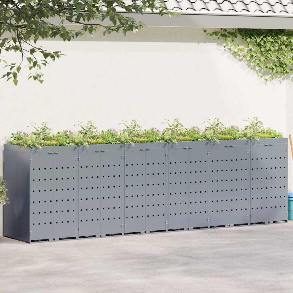Wheelie Bin Storage for 6 Bins Light Grey 408 x 77,5 x 121,5 cm