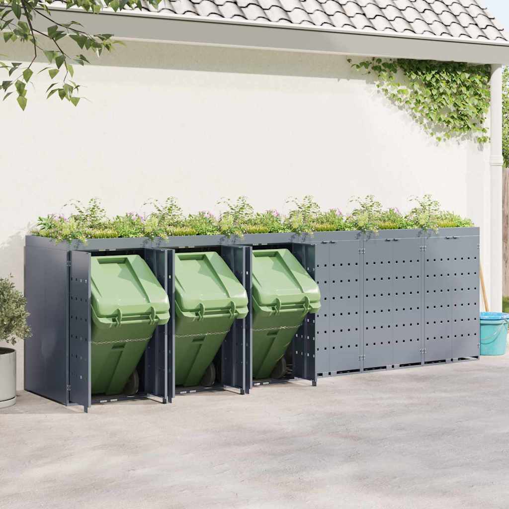Wheelie Bin Storage for 6 Bins Light Grey 408 x 77,5 x 121,5 cm