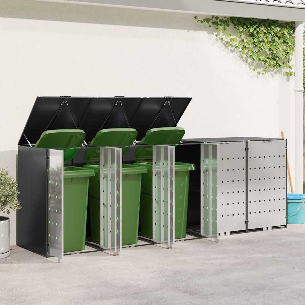 Wheelie Bin Storage for 3 Bins Anthracite 340 x 77.5 x 115.5 cm