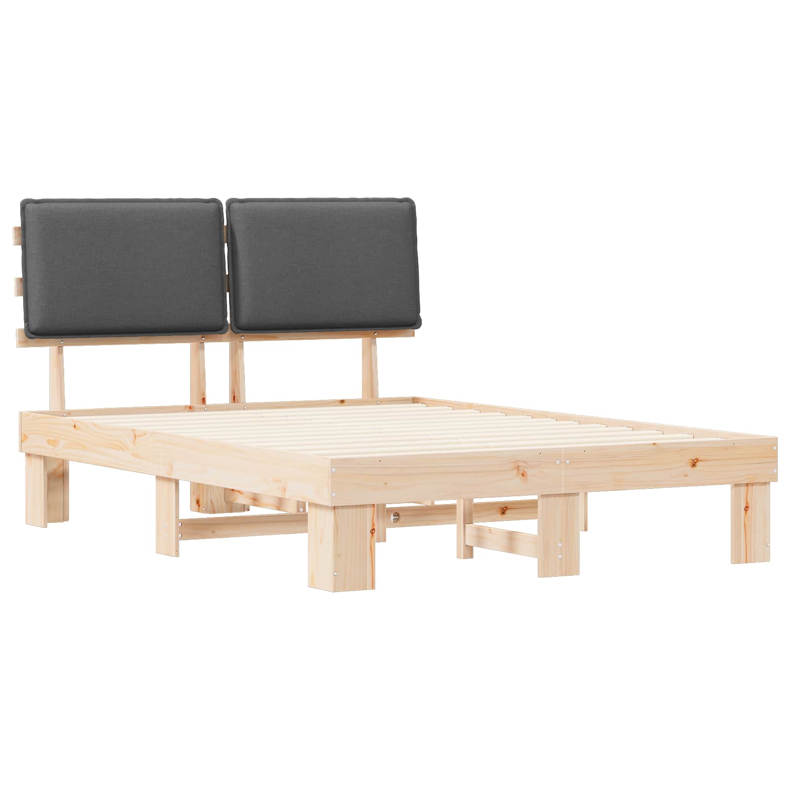 Bed Frame with Upholstered Headboard Dark Grey 135 x 190 cm