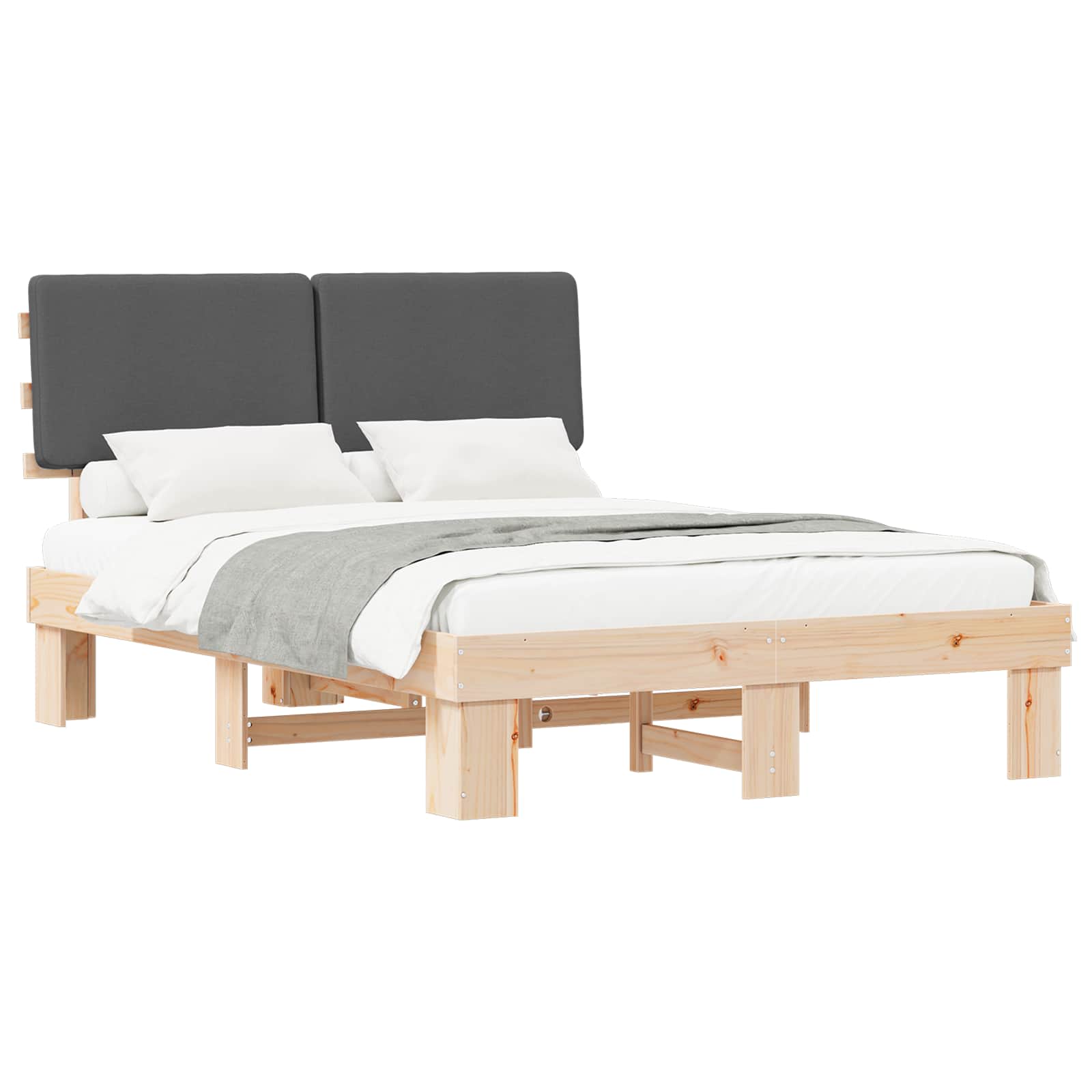 Bed Frame with Upholstered Headboard Dark Grey 150 x 200 cm