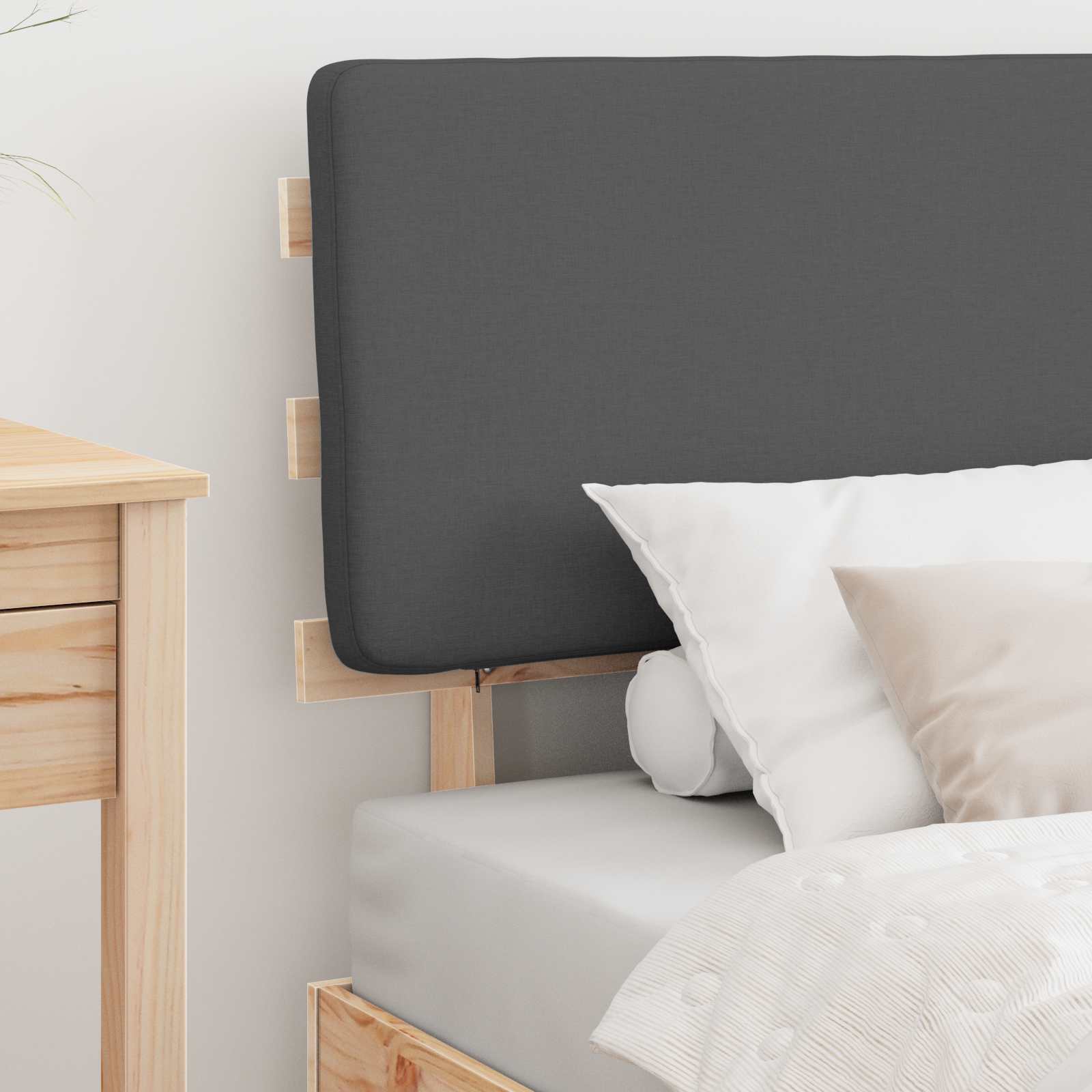 Bed Frame with Upholstered Headboard Dark Grey 90 x 190 cm