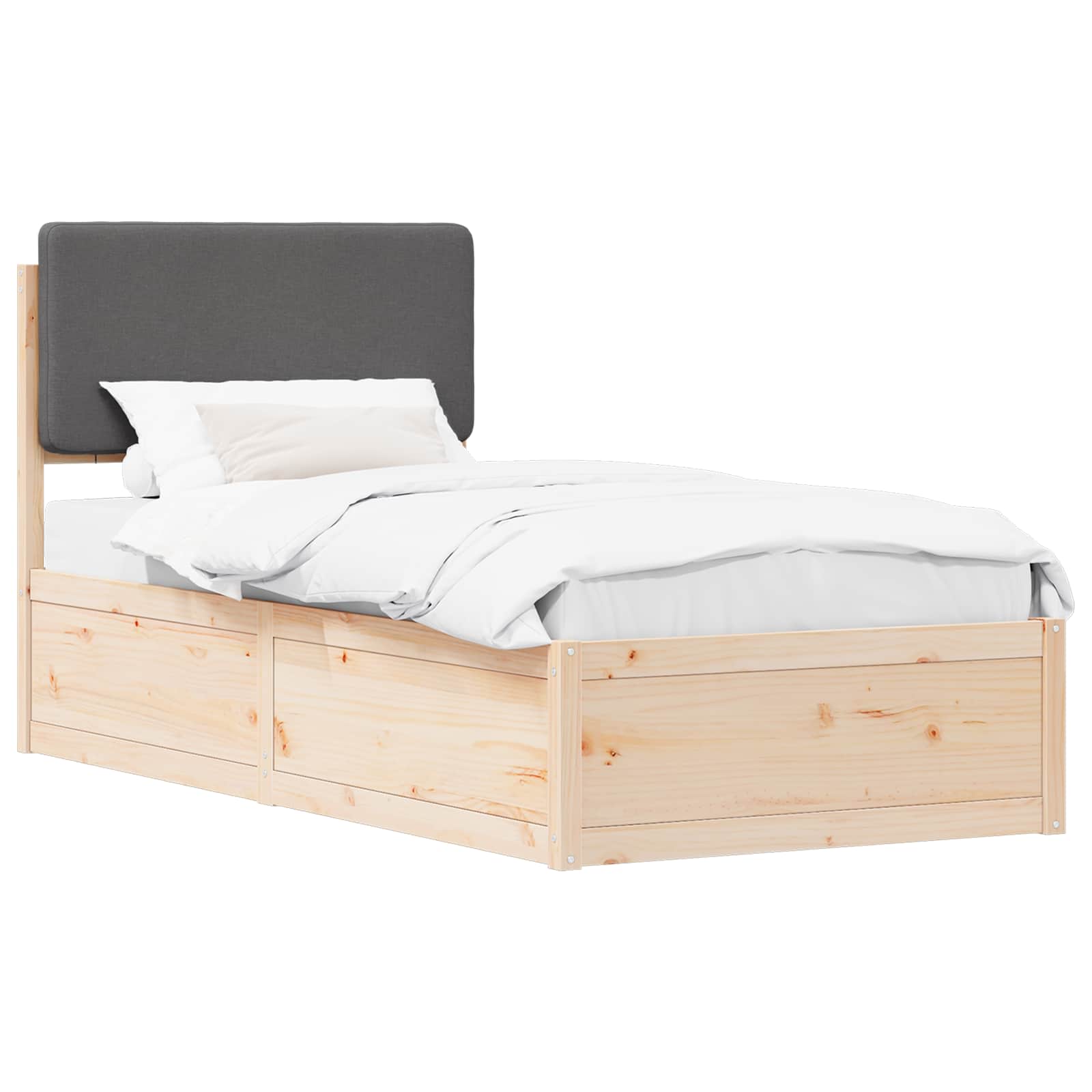 Bed Frame with Upholstered Headboard Dark Grey 90 x 190 cm