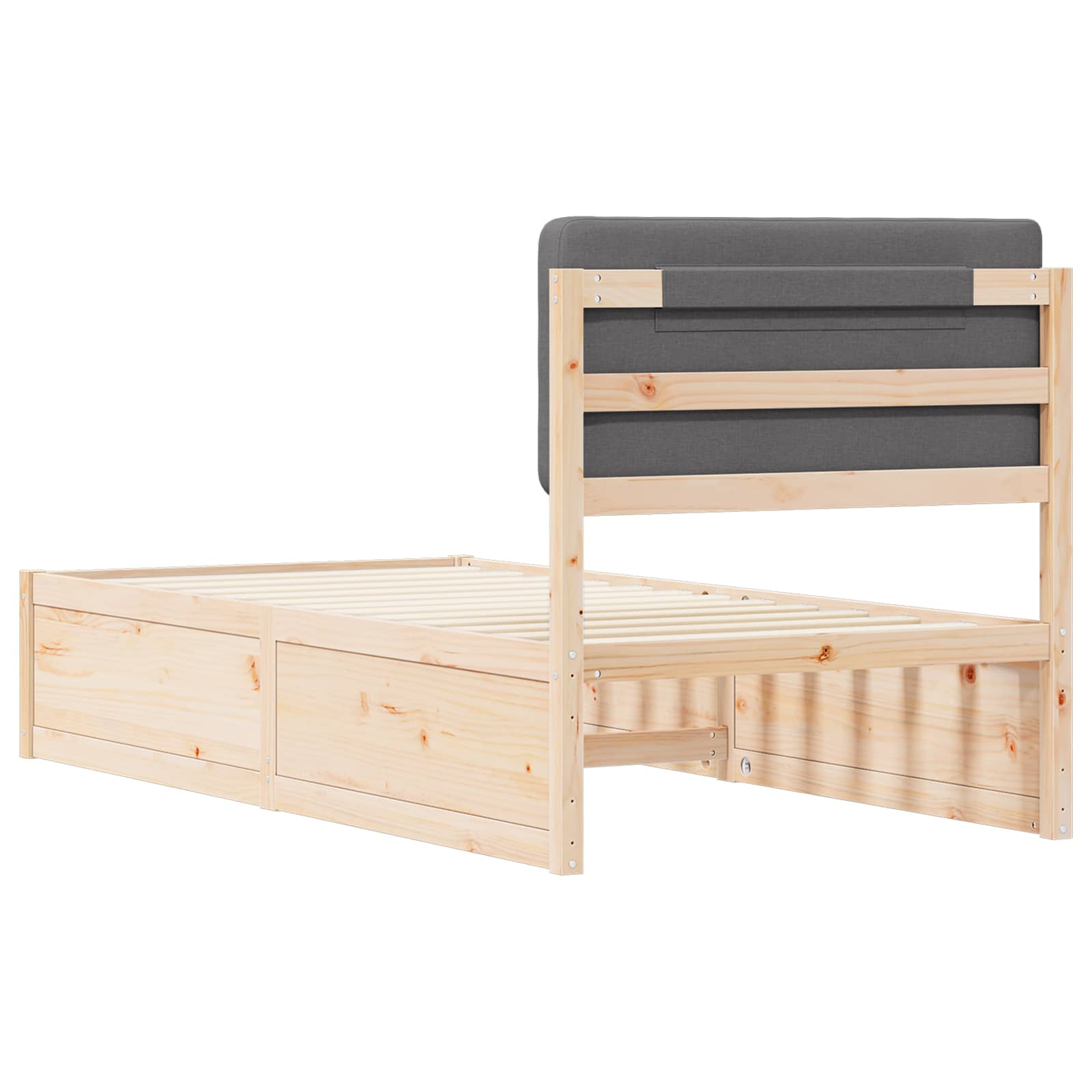 Bed Frame with Upholstered Headboard Dark Grey 90 x 190 cm