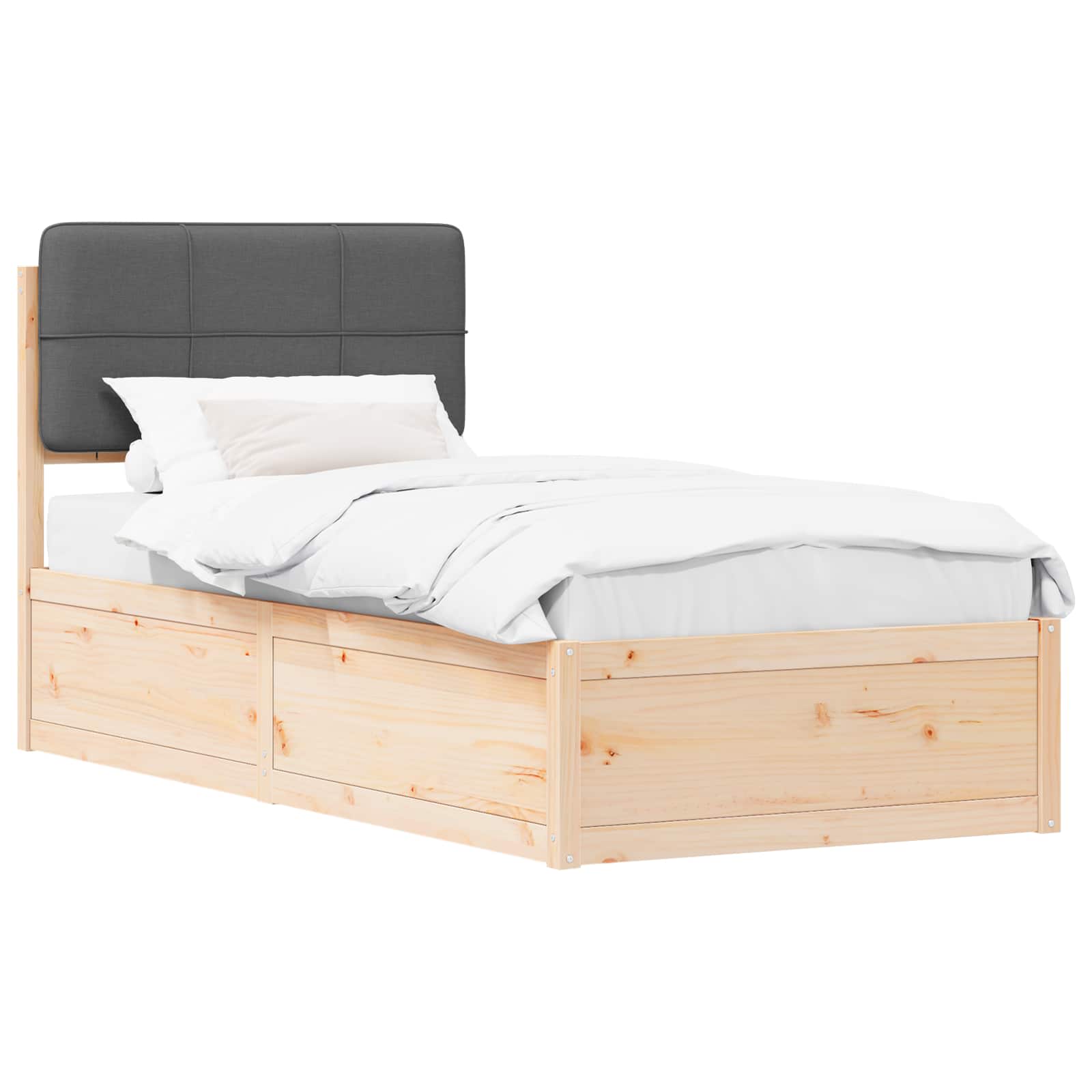 Bed Frame with Upholstered Headboard Dark Grey 90 x 190 cm