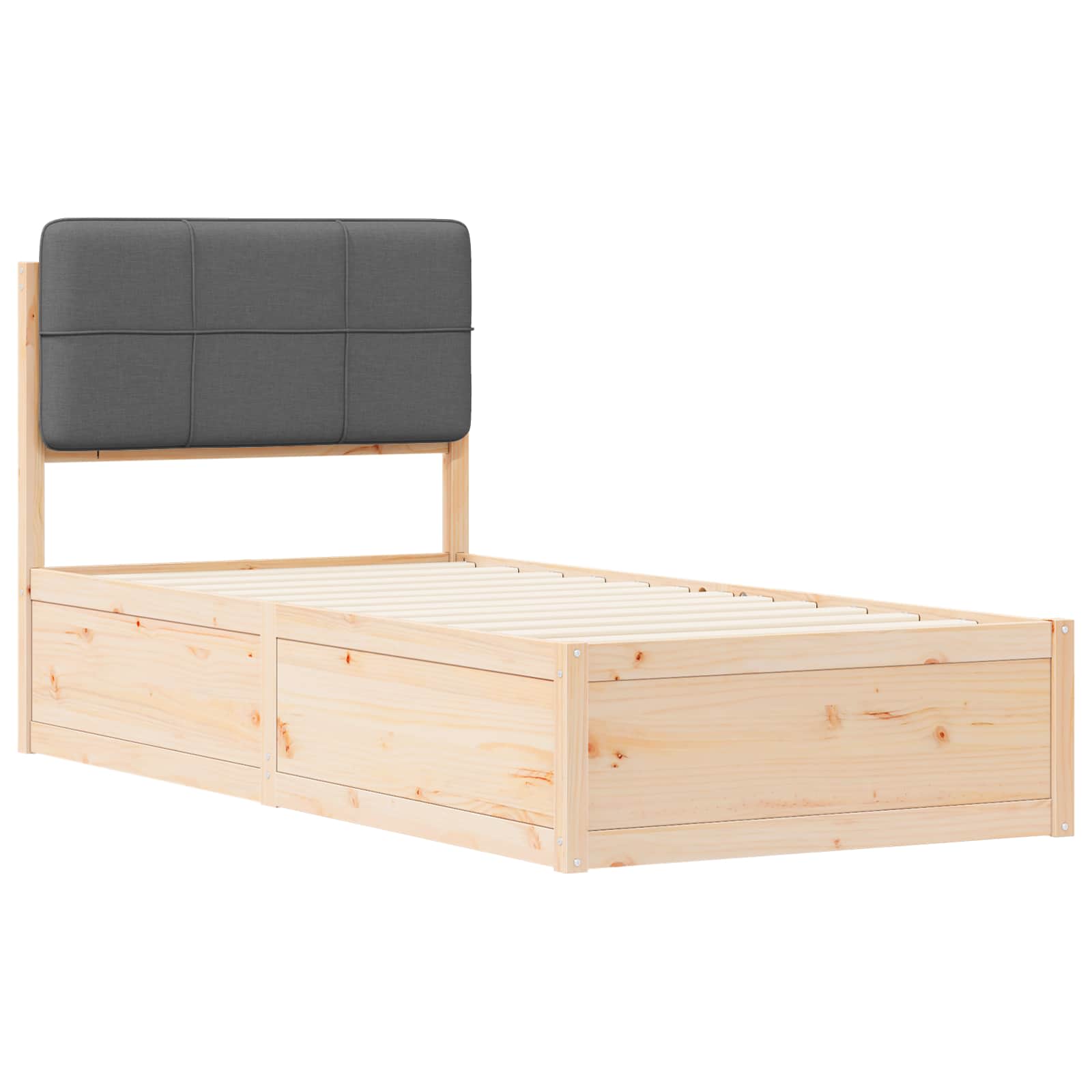 Bed Frame with Upholstered Headboard Dark Grey 90 x 190 cm
