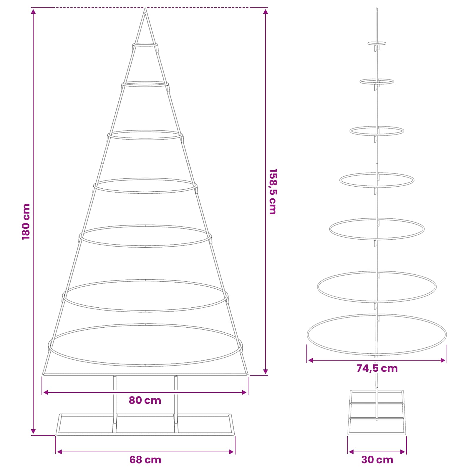 Metal Christmas Tree with Stand Gold 180 cm Powder-coated steel