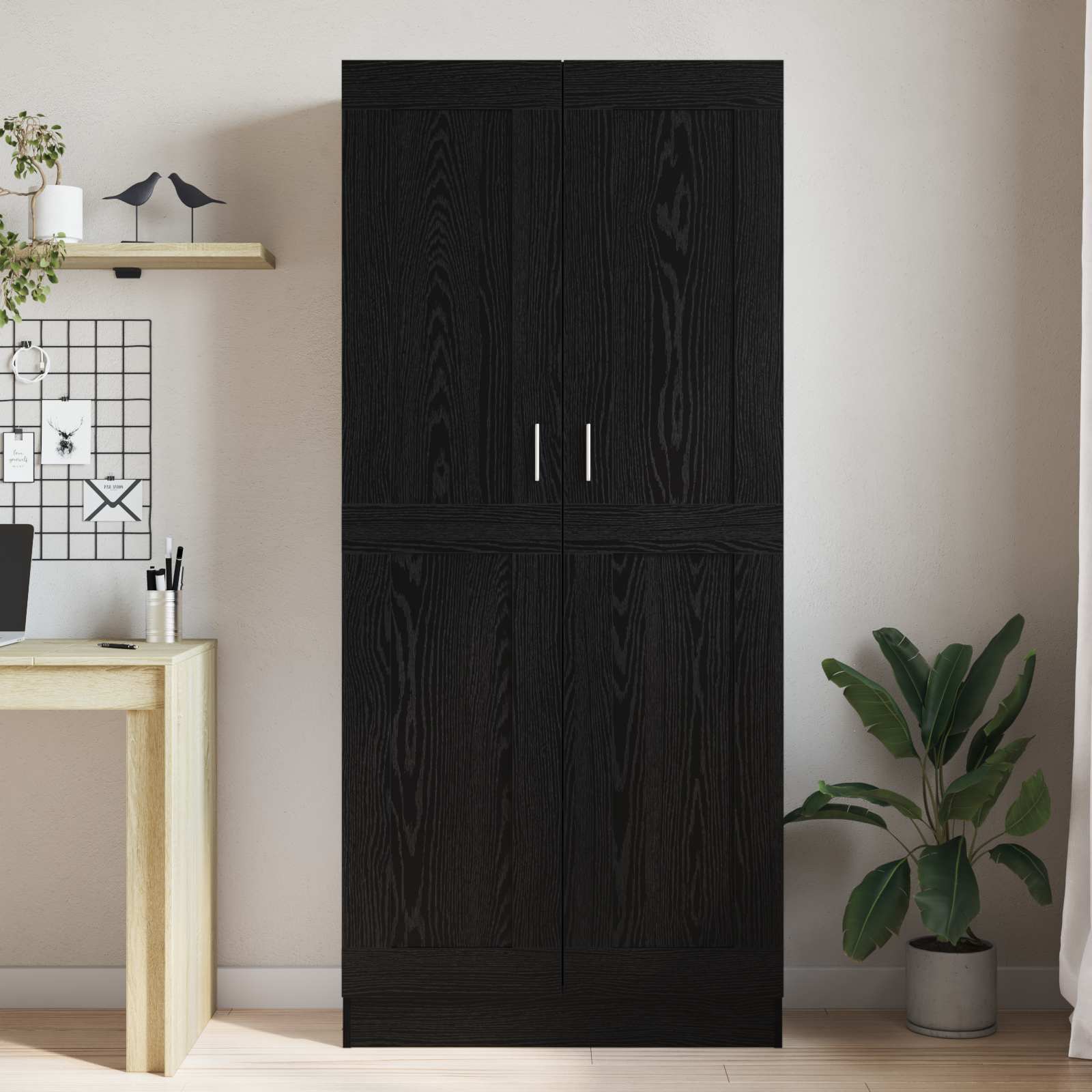 Book Cabinet Black Oak 82,5 x 30,5 x 185 cm Engineered Wood