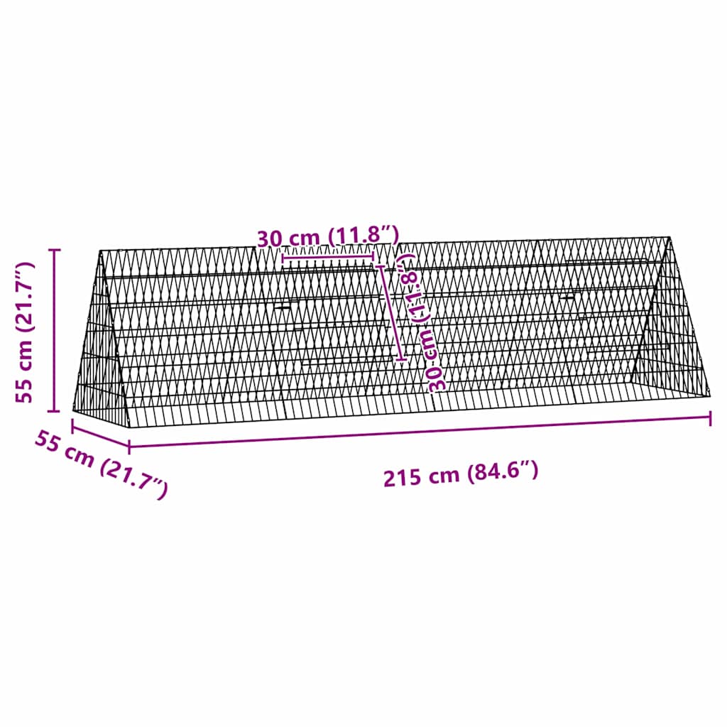 Chicken Cage Silver 215 x 55 x 55 cm Galvanised Steel