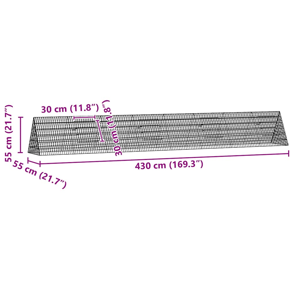 Chicken Cage Silver 430 x 55 x 55 cm Galvanised Steel