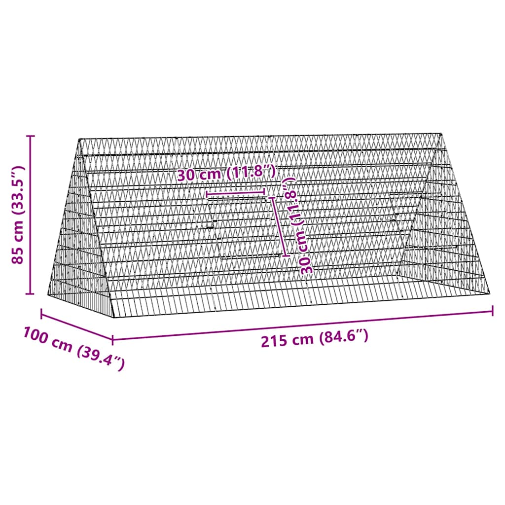 Chicken Cage Silver 215 x 100 x 85 cm Galvanised Steel