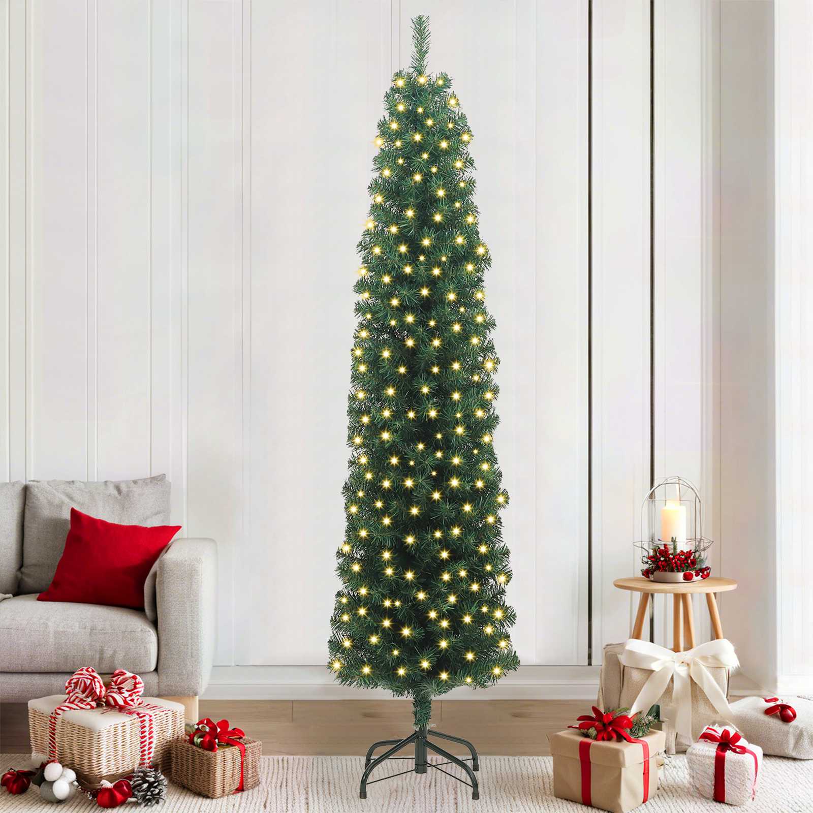 Artificial Christmas Tree with 300 LEDs with Stand Green 210 cm